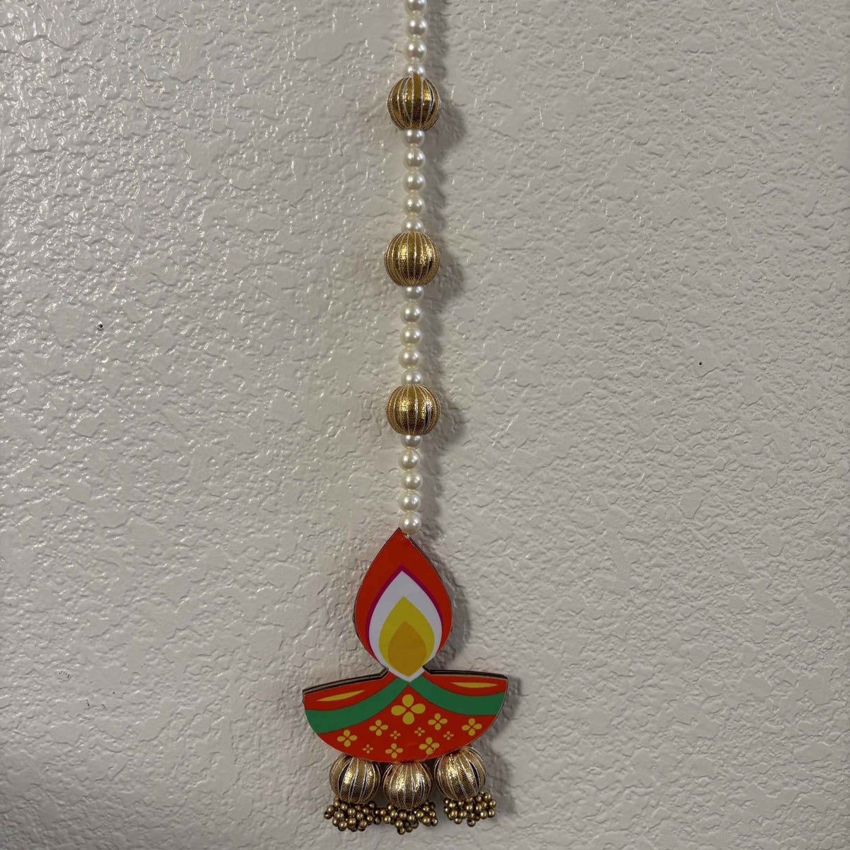 Lotus and Diya Dangler Strings Set of 10 - MDF Pearl Hangings