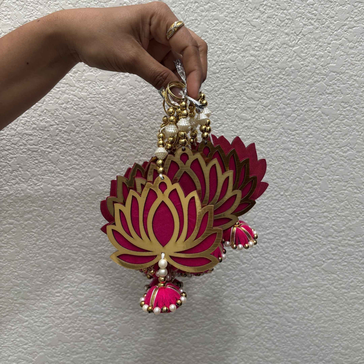Lotus and Diya Dangler Strings Set of 10 - MDF Pearl Hangings