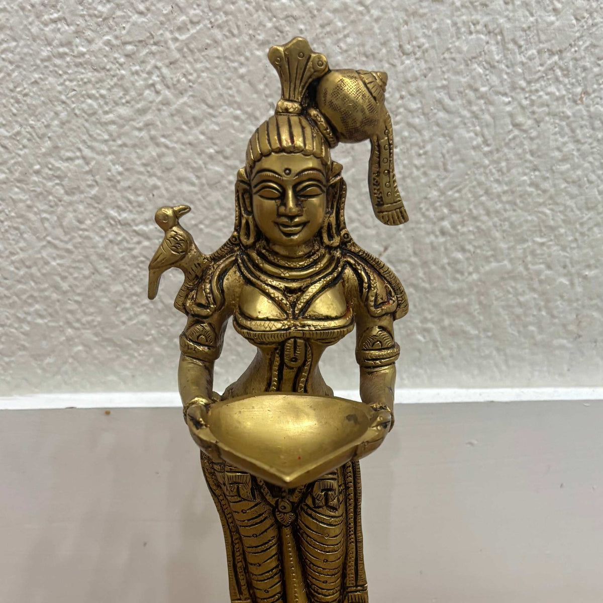 Deep Lakshmi Brass Oil Lamp - 11in Paavai Vilakku, Single or Set of 2