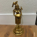 Deep Lakshmi Brass Oil Lamp - 11in Paavai Vilakku, Single or Set of 2