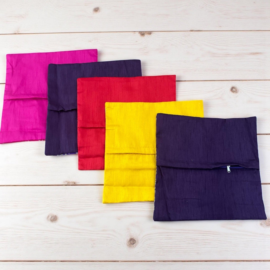 Elephant Cushion Covers - Set of 5, 16x16 Silk Pillow Covers