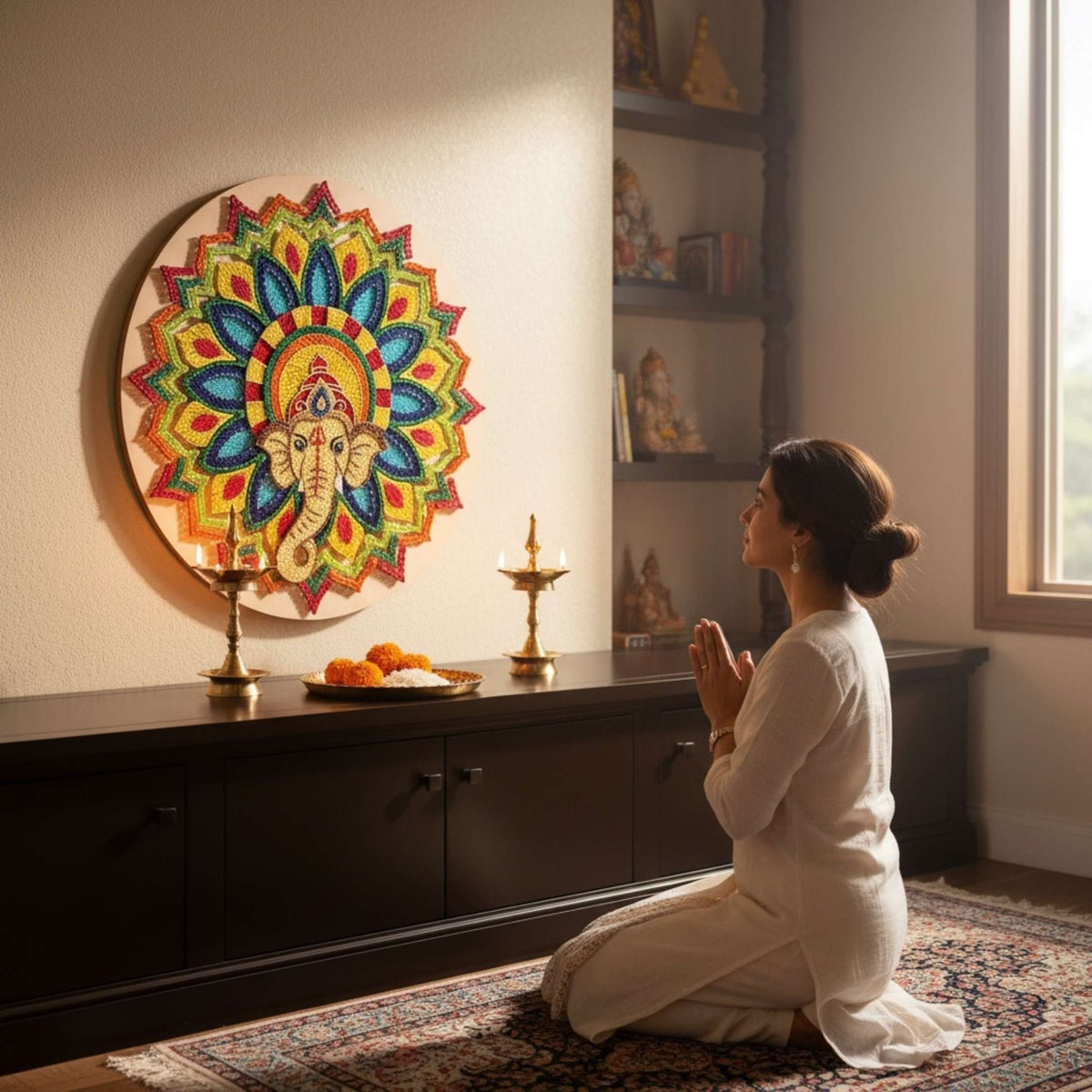 30-Inch Ganesha String Art - Handmade Nail and Thread Wall Art