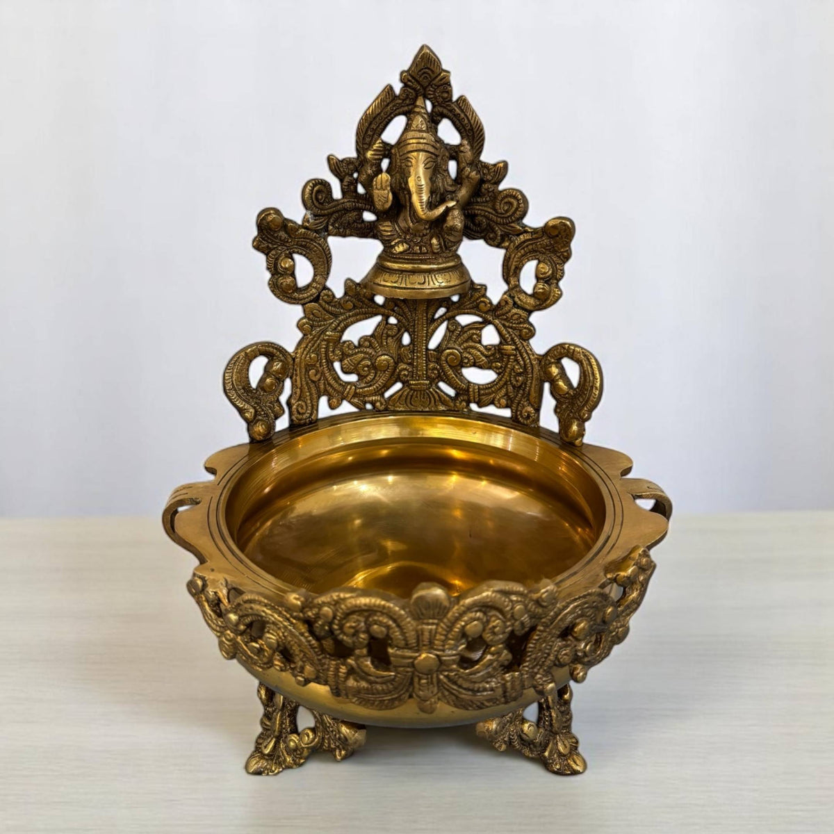 Elegant Brass Ganesha Urli - A Touch of Indian Brass Love
