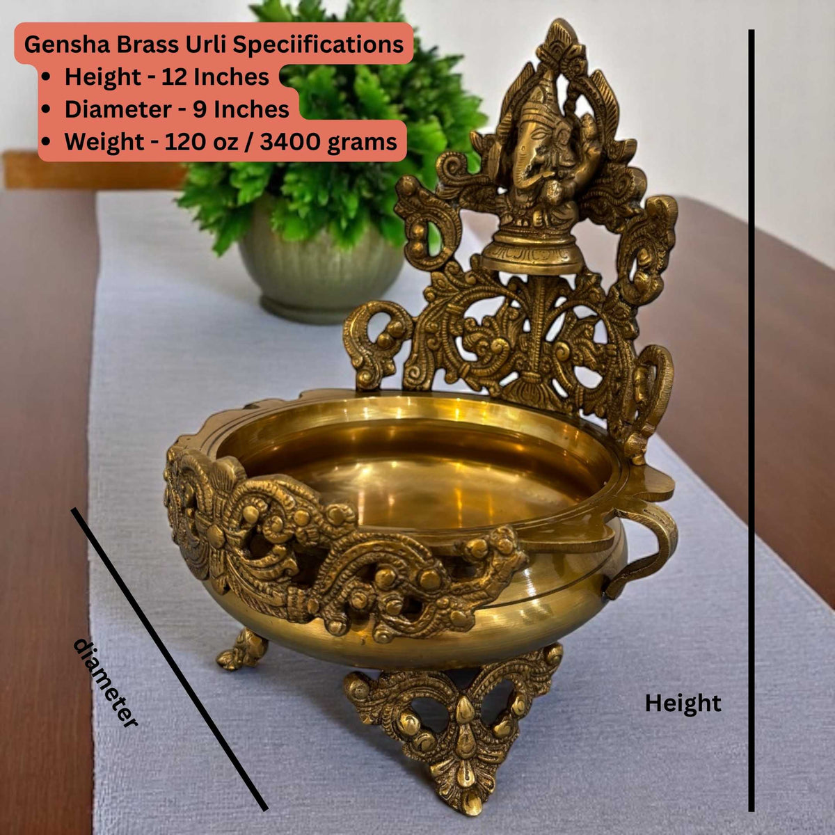 Elegant Brass Ganesha Urli - A Touch of Indian Brass Love