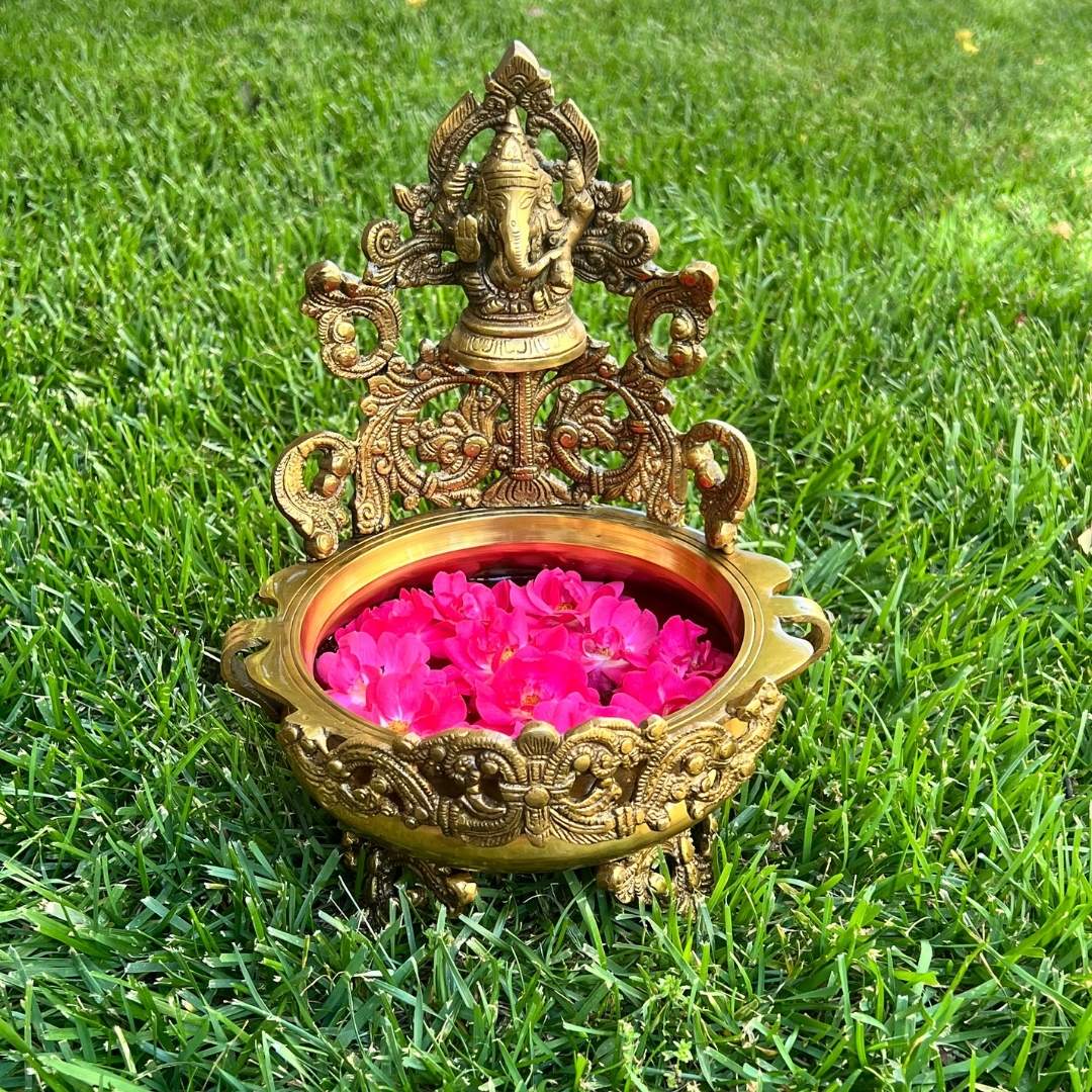 Elegant Brass Ganesha Urli - A Touch of Indian Brass Love