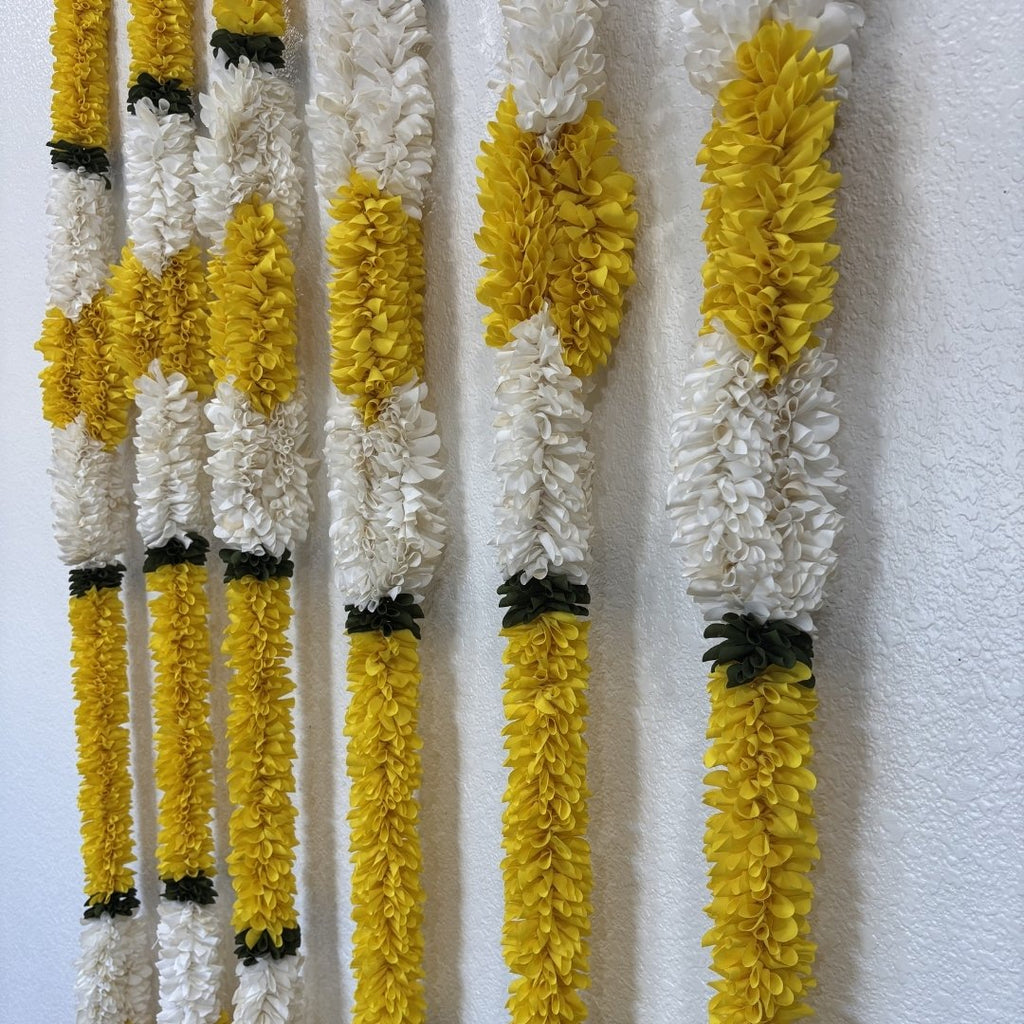 Marigold and Jasmine Fabric Garland Set of 6 - 7FT or 10FT