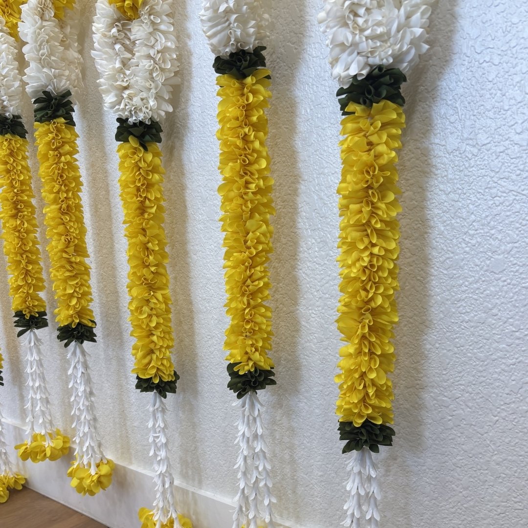 Marigold and Jasmine Fabric Garland Set of 6 - 7FT or 10FT