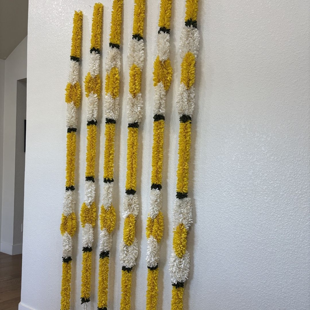 Marigold and Jasmine Fabric Garland Set of 6 - 7FT or 10FT