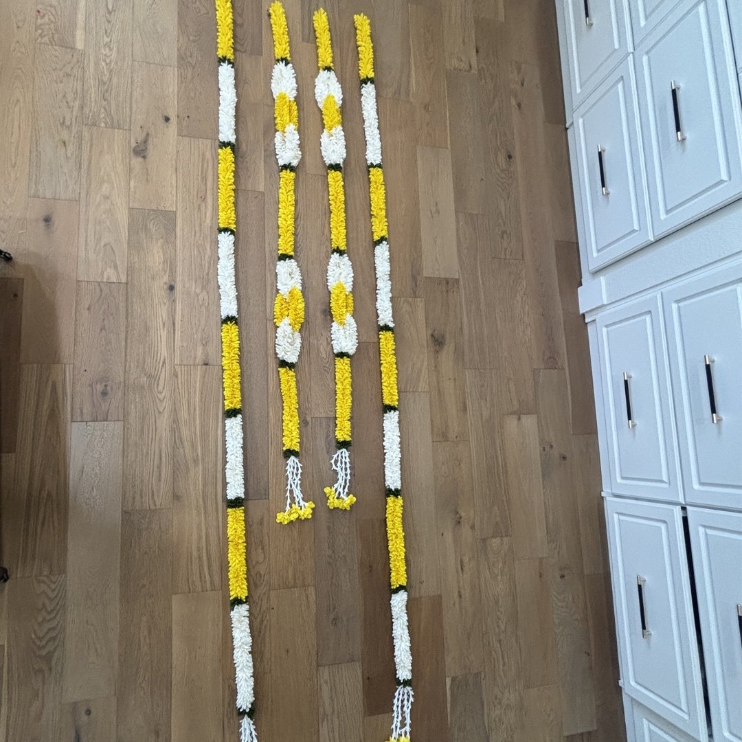 Marigold and Jasmine Fabric Garland Set of 6 - 7FT or 10FT
