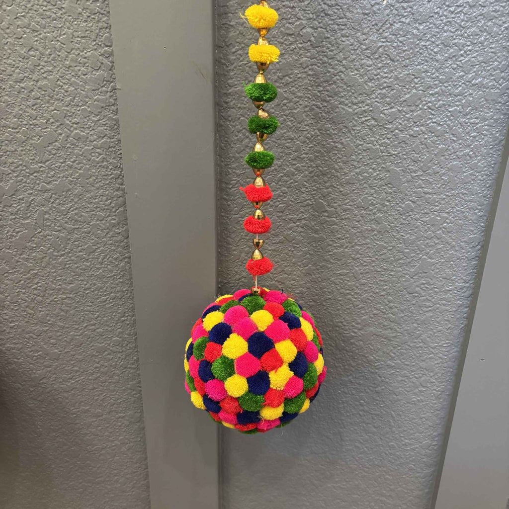 Multicolor Pompom Ball Garland Set of 6 - 6FT Woolen Strings