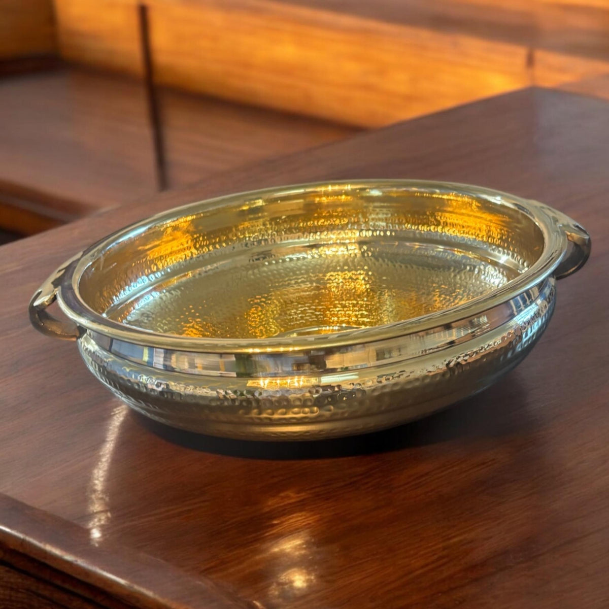 Elegant Brass Hammered Urli Bowl