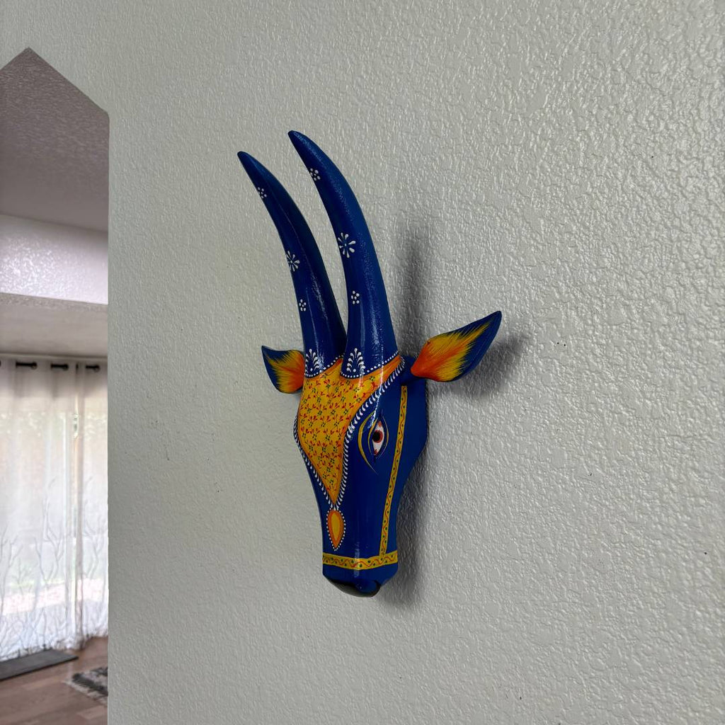 Hand-Painted Wooden Cow Head Wall Art – 9 Colours