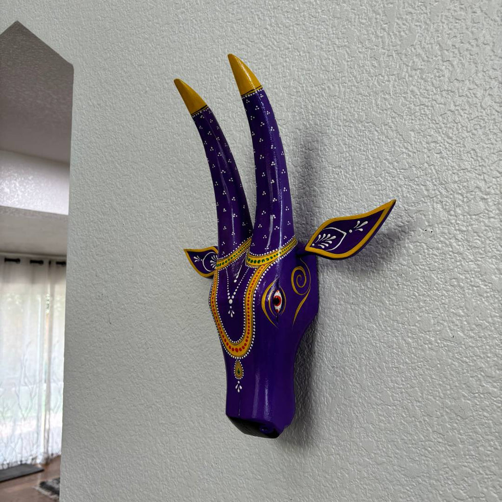 Hand-Painted Wooden Cow Head Wall Art – 9 Colours
