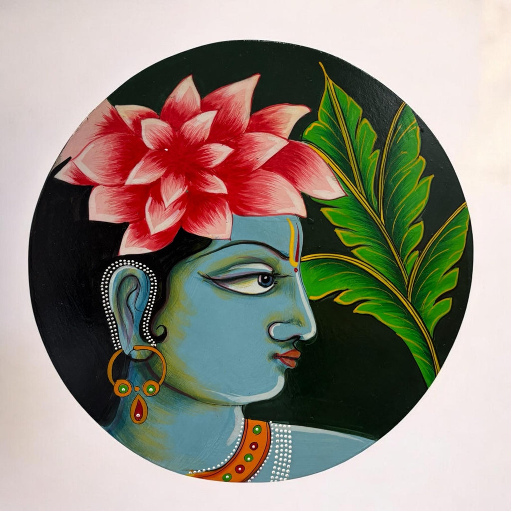 Indian Wall Plate - 10-Inch Hand-Painted Ram Sita & Krishna