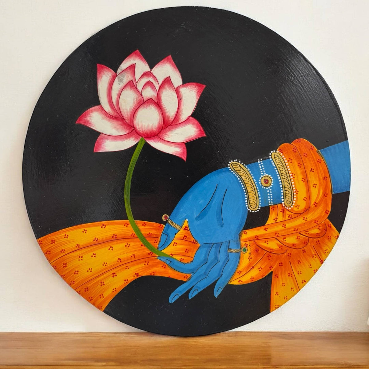 Indian Wall Plate - 10-Inch Hand-Painted Ram Sita & Krishna