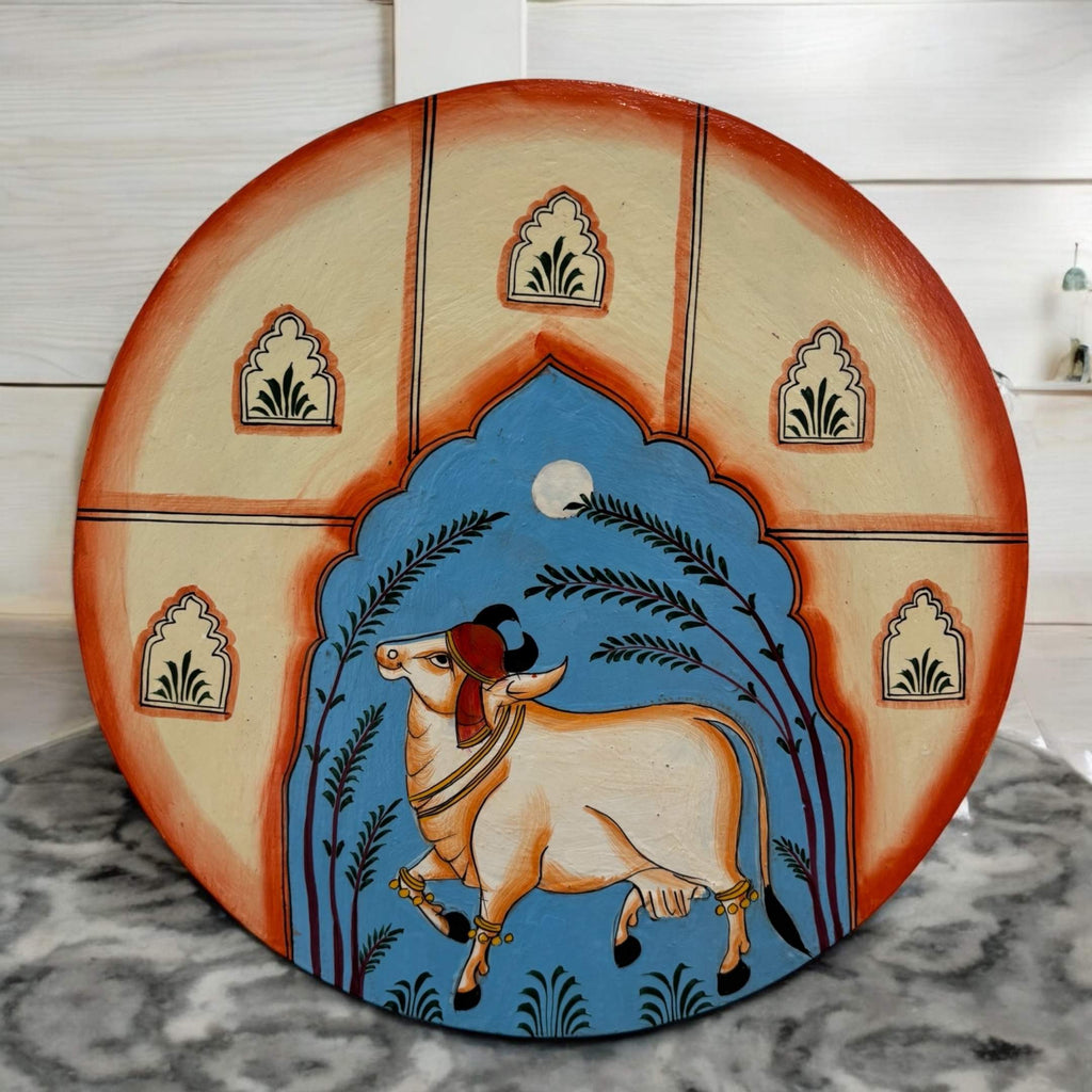 Indian Wall Plate - 10-Inch Hand-Painted Ram Sita & Krishna