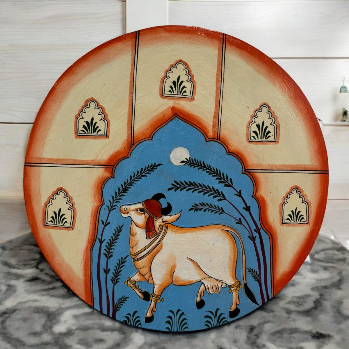 Indian Wall Plate - 10-Inch Hand-Painted Ram Sita & Krishna