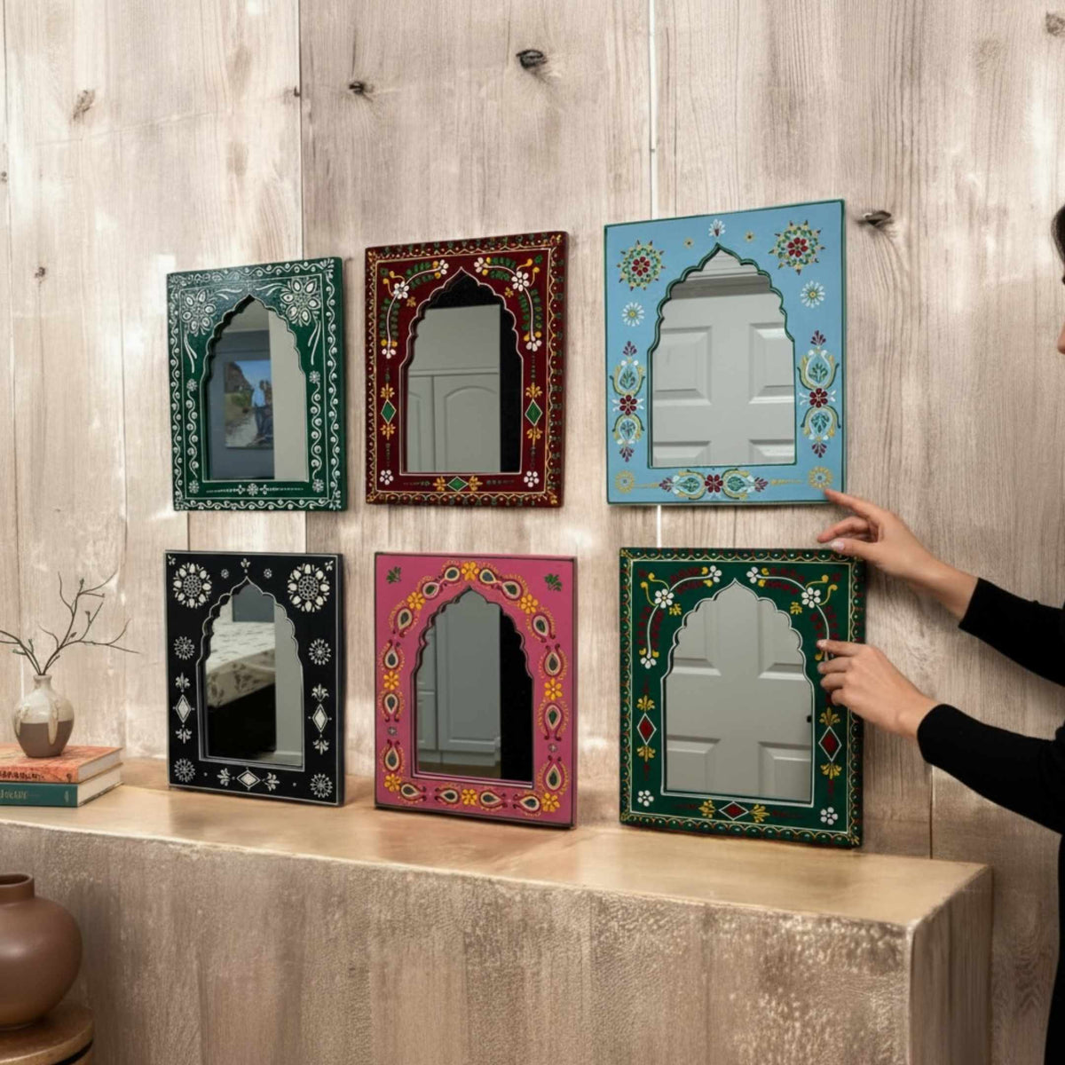 Indian Jharokha Mirror 12x10 – 6 Floral Colourways