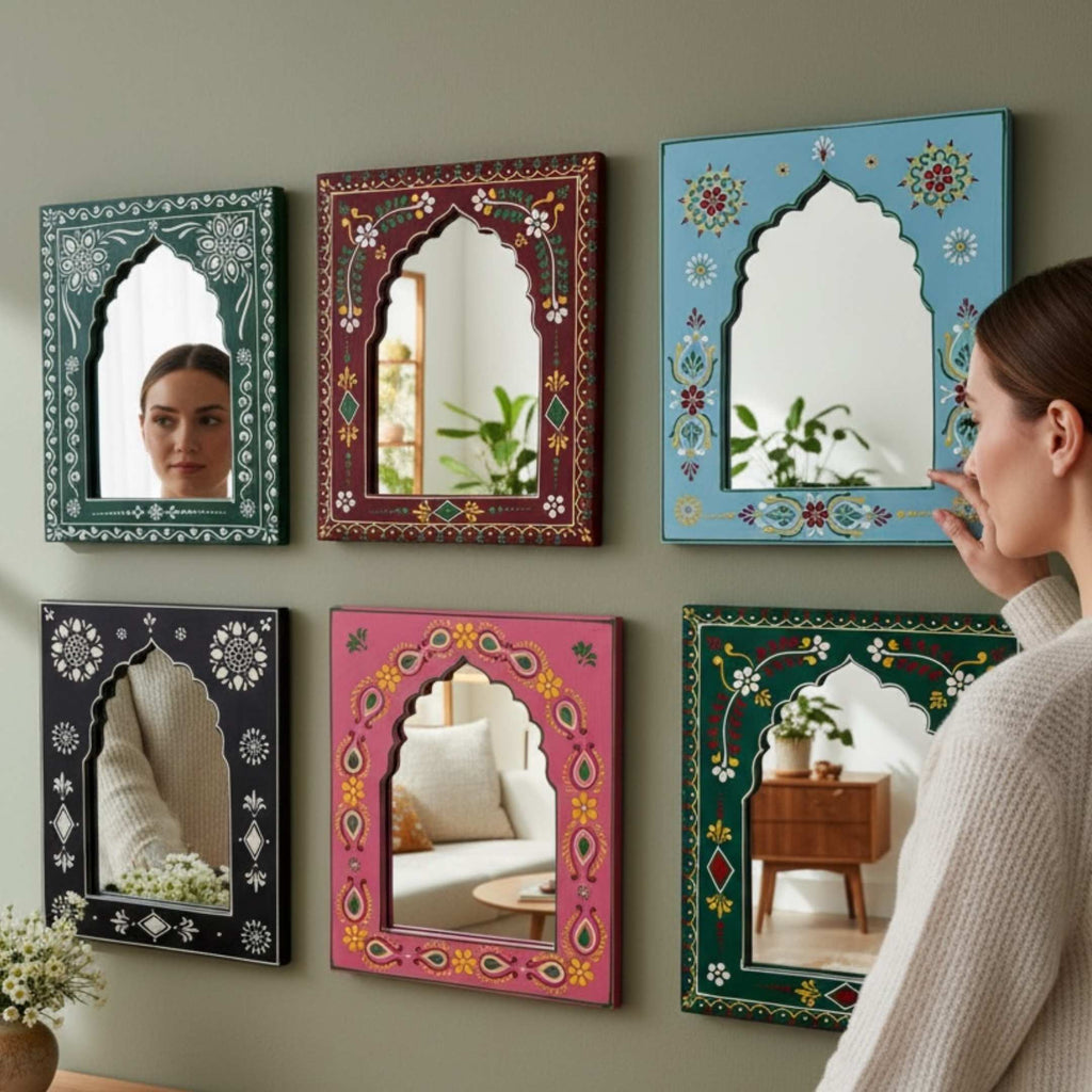 Indian Jharokha Mirror 12x10 – 6 Floral Colourways