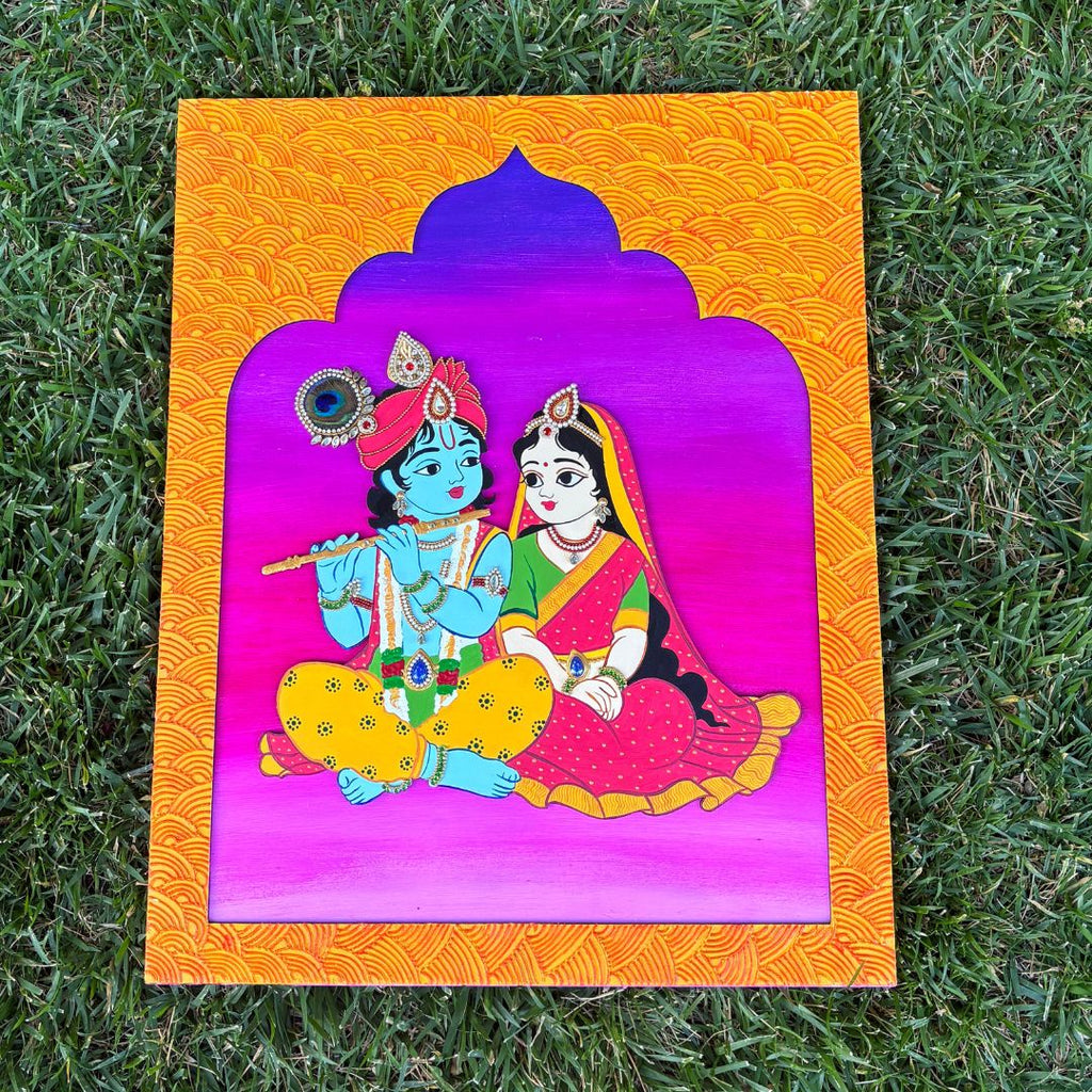 Radha Krishna Wall Art – 20x16 Raised Jharokha Panel