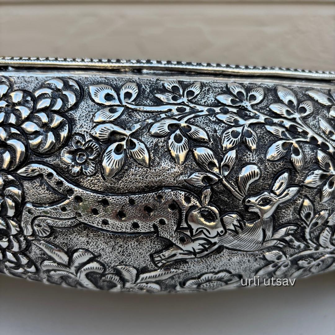 17-Inches Jungle Theme Engraved Urli Bowl | Antique Silver
