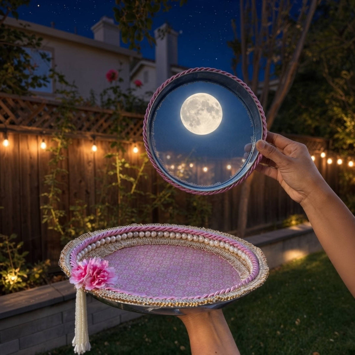 Karwa Chauth Thali Set - 12in Puja Plate, Simran or Chandni