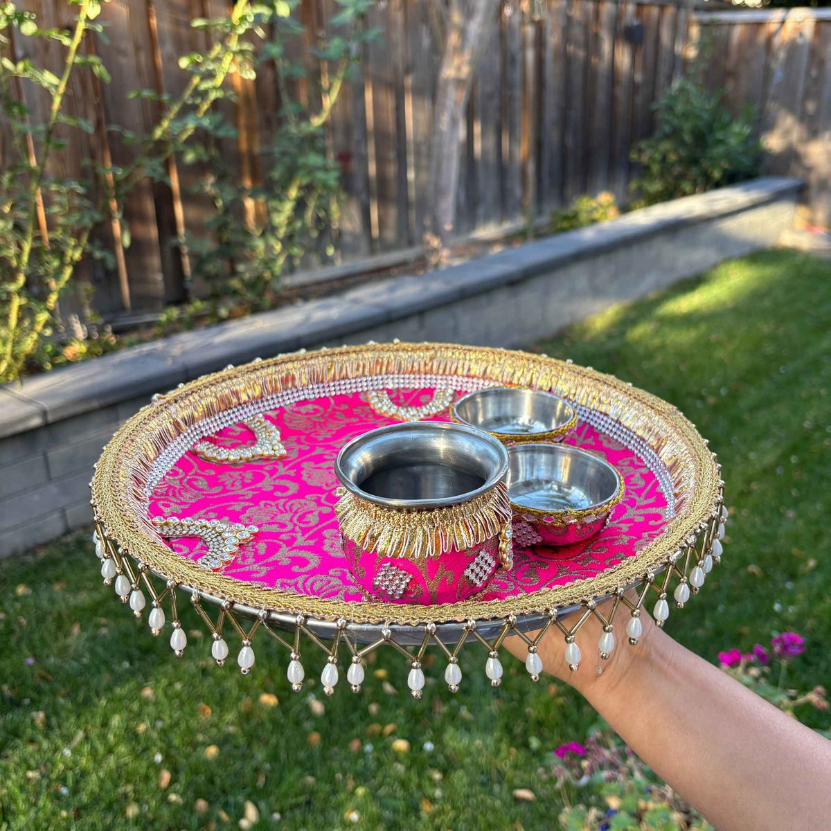 Karwa Chauth Thali Set - 12in Puja Plate, Simran or Chandni
