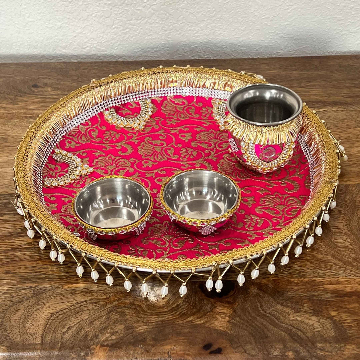 Karwa Chauth Thali Set - 12in Puja Plate, Simran or Chandni
