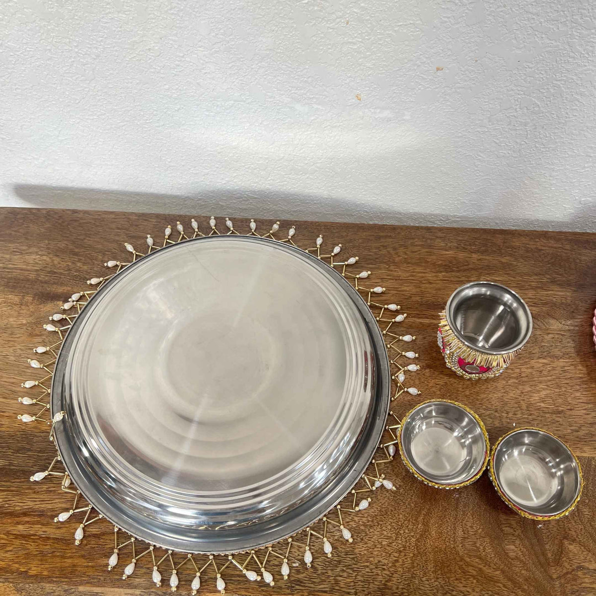 Karwa Chauth Thali Set - 12in Puja Plate, Simran or Chandni