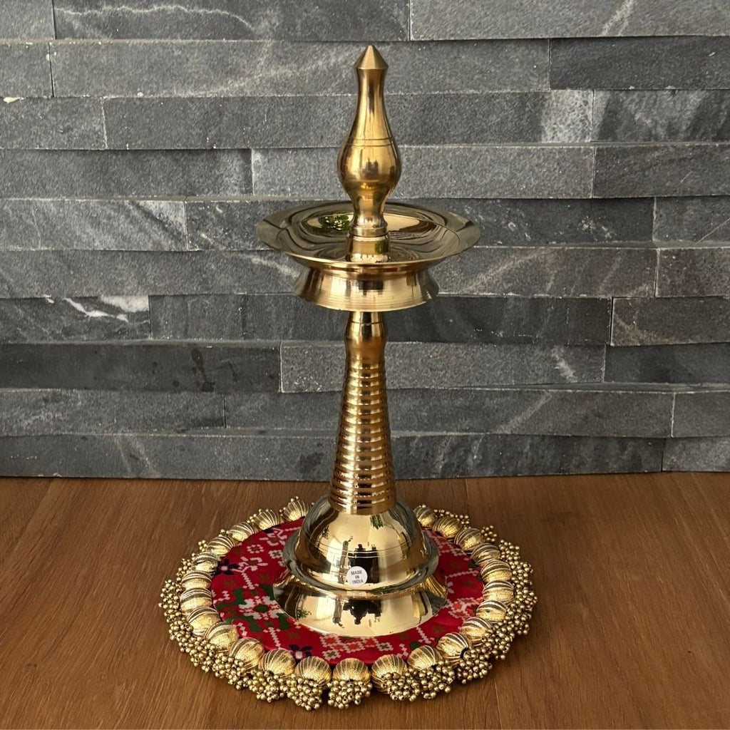 Kerala Brass Samai Oil Lamp - Set of 2, 14in Kuthu Vilakku