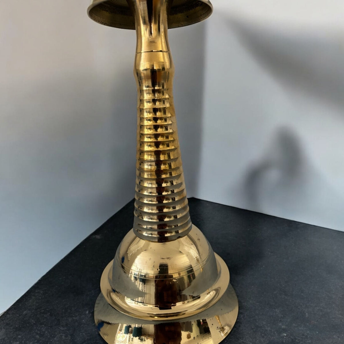 Kerala Brass Samai Oil Lamp - Set of 2, 14in Kuthu Vilakku