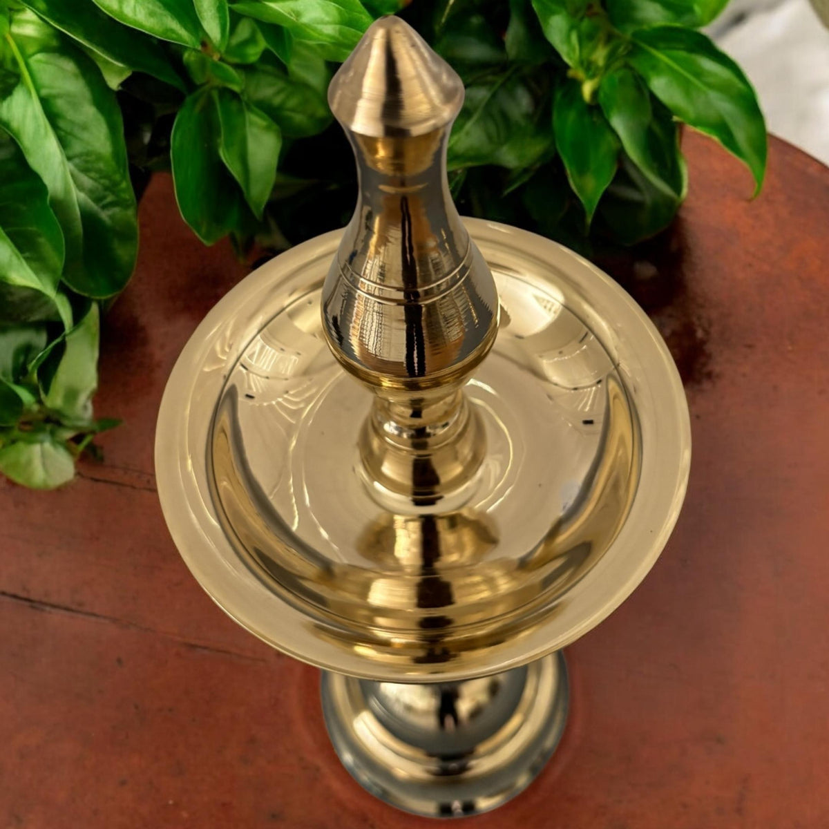 Kerala Brass Samai Oil Lamp - Set of 2, 14in Kuthu Vilakku