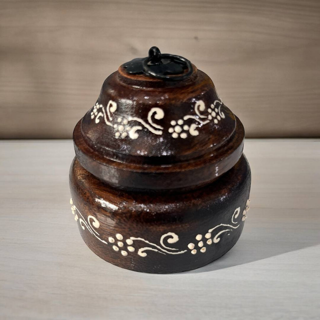 Wooden Kumkum Box - 4-Inch Hand-Painted Tikka Box, 3 Colours