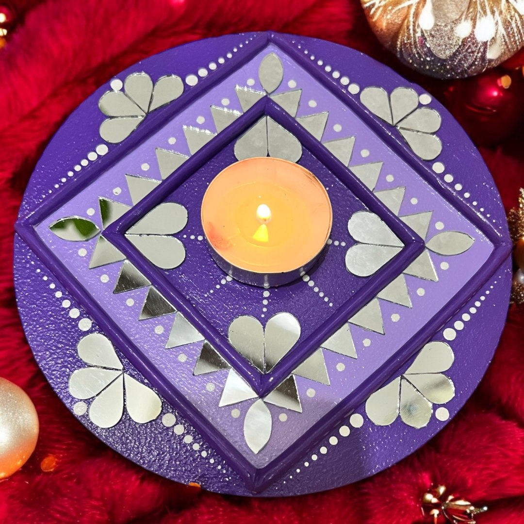 Lippan Mirror T-Light Holders - Set of 5 Handcrafted Diyas