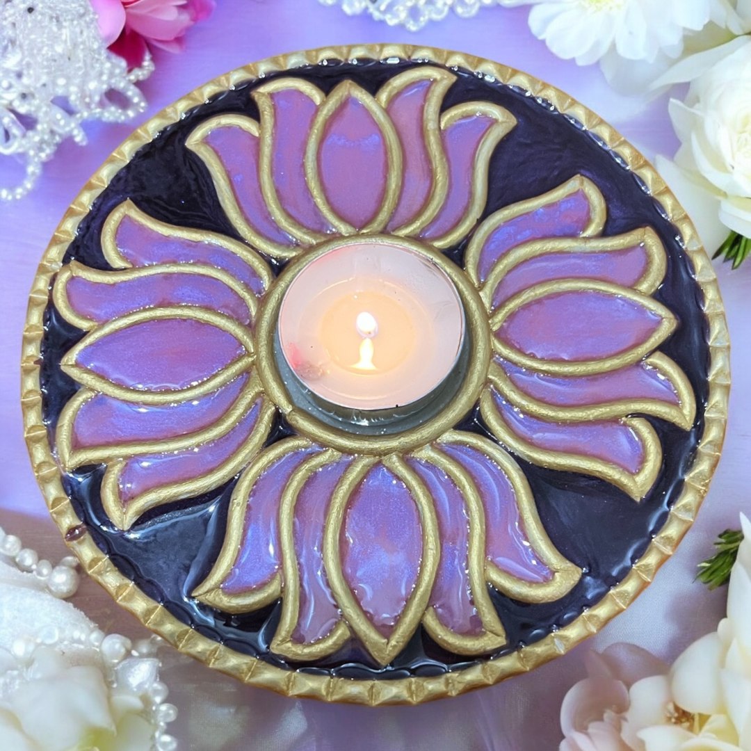 Lippan Mirror T-Light Holders - Set of 5 Handcrafted Diyas