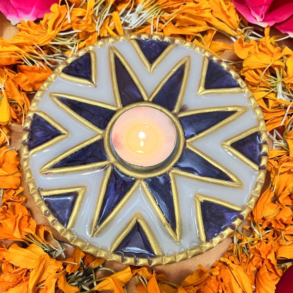 Lippan Mirror T-Light Holders - Set of 5 Handcrafted Diyas