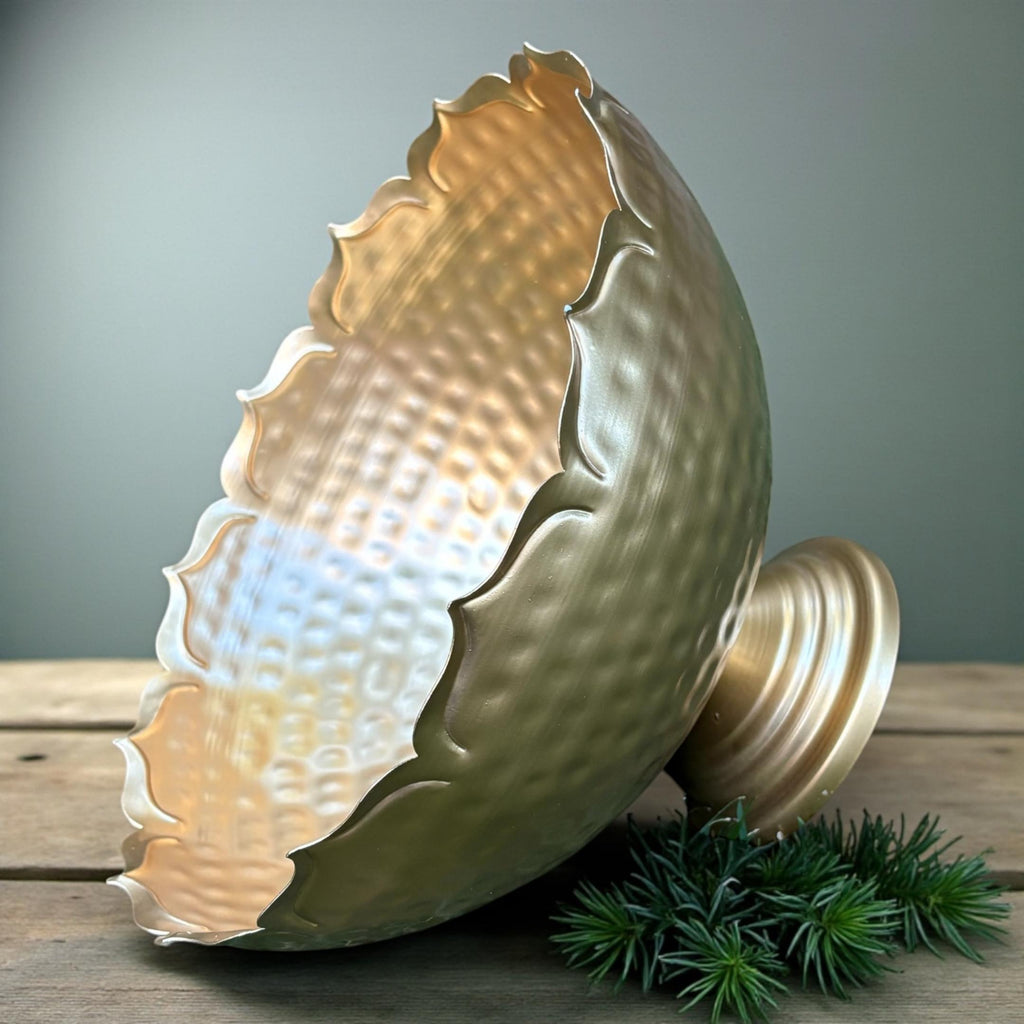 Hammered Lotus Urli Bowls – Set of 3 Sitting Urlis, Gold