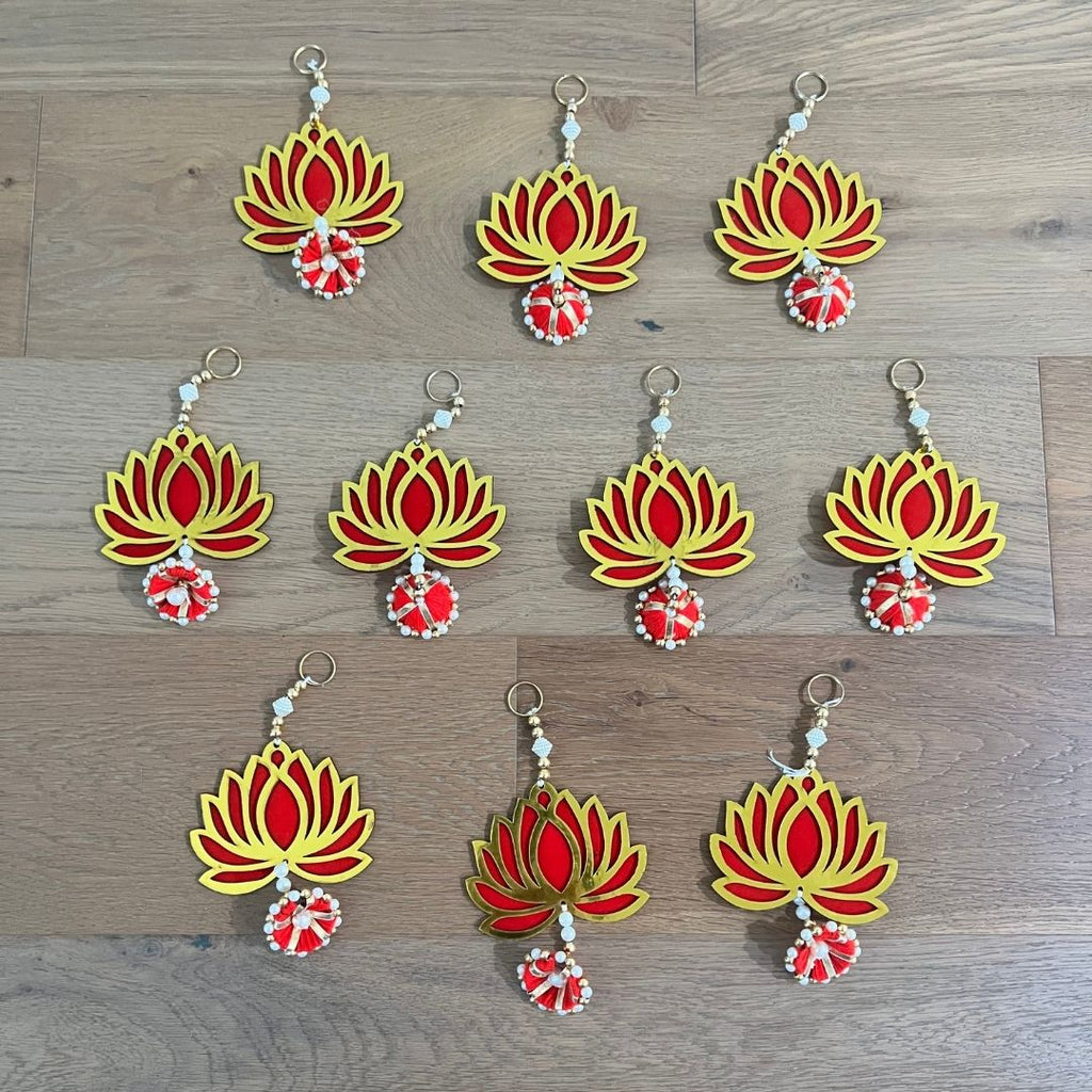 Lotus Dangler Strings Set of 10 - 8in MDF Pearl Hangings