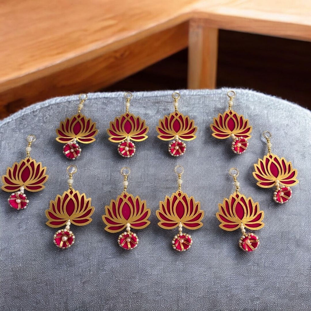 Lotus Dangler Strings Set of 10 - 8in MDF Pearl Hangings