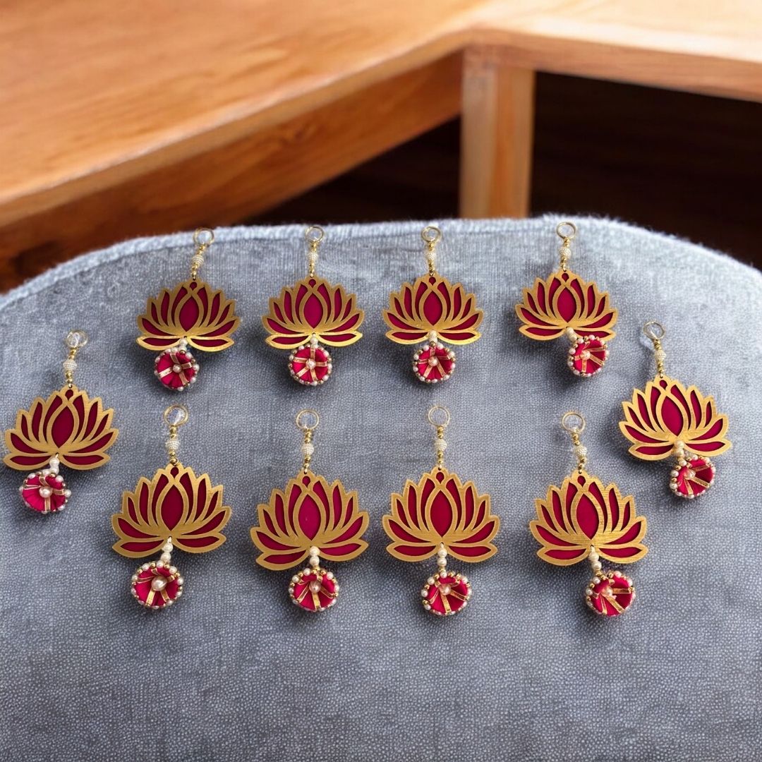 Lotus Dangler Strings Set of 10 - 8in MDF Pearl Hangings