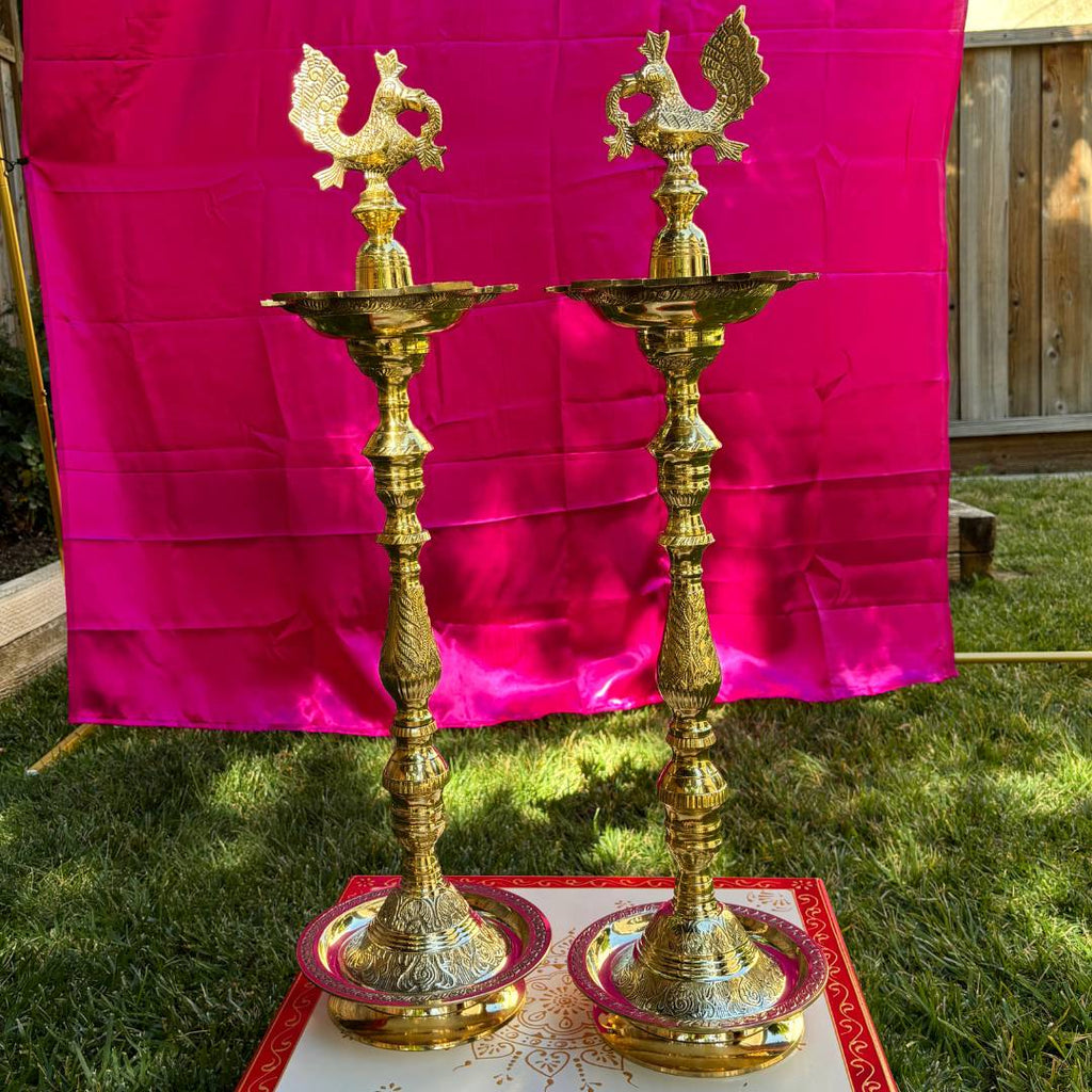 Brass Kuthu Vilakku Nilavilakku - Tall Samai Oil Lamp, 4 Sizes