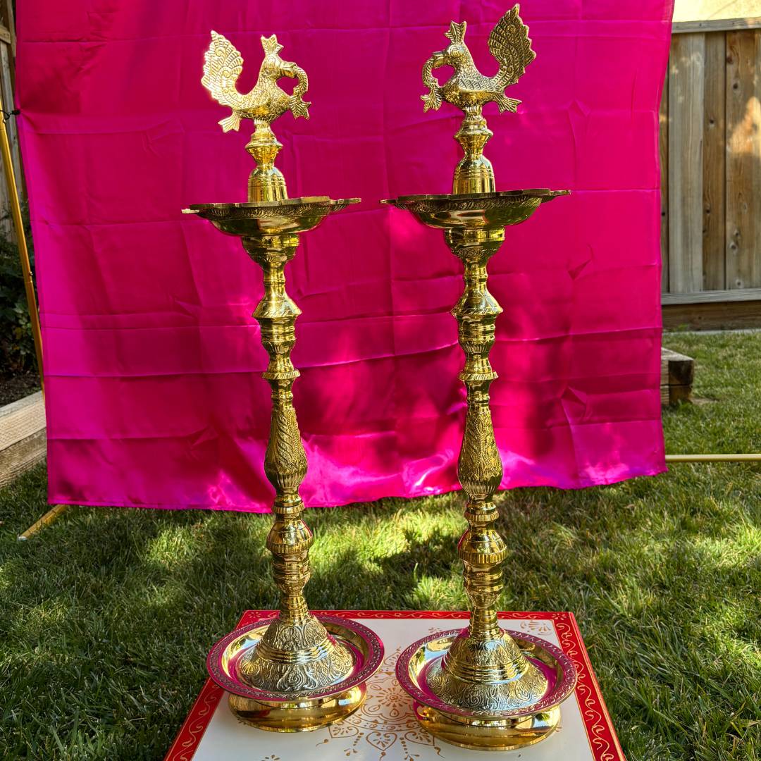 Brass Kuthu Vilakku Nilavilakku - Tall Samai Oil Lamp, 4 Sizes