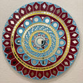 24-Inch Mandala Wall Art – Maroon & Blue with Mirror Inlay