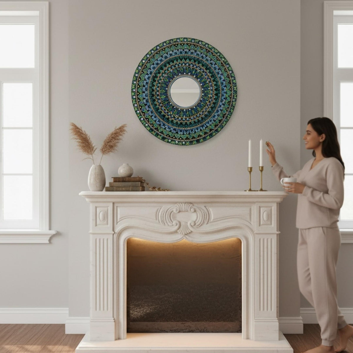36-Inch Mandala Mirror Wall Art – Hawaii Rainforest