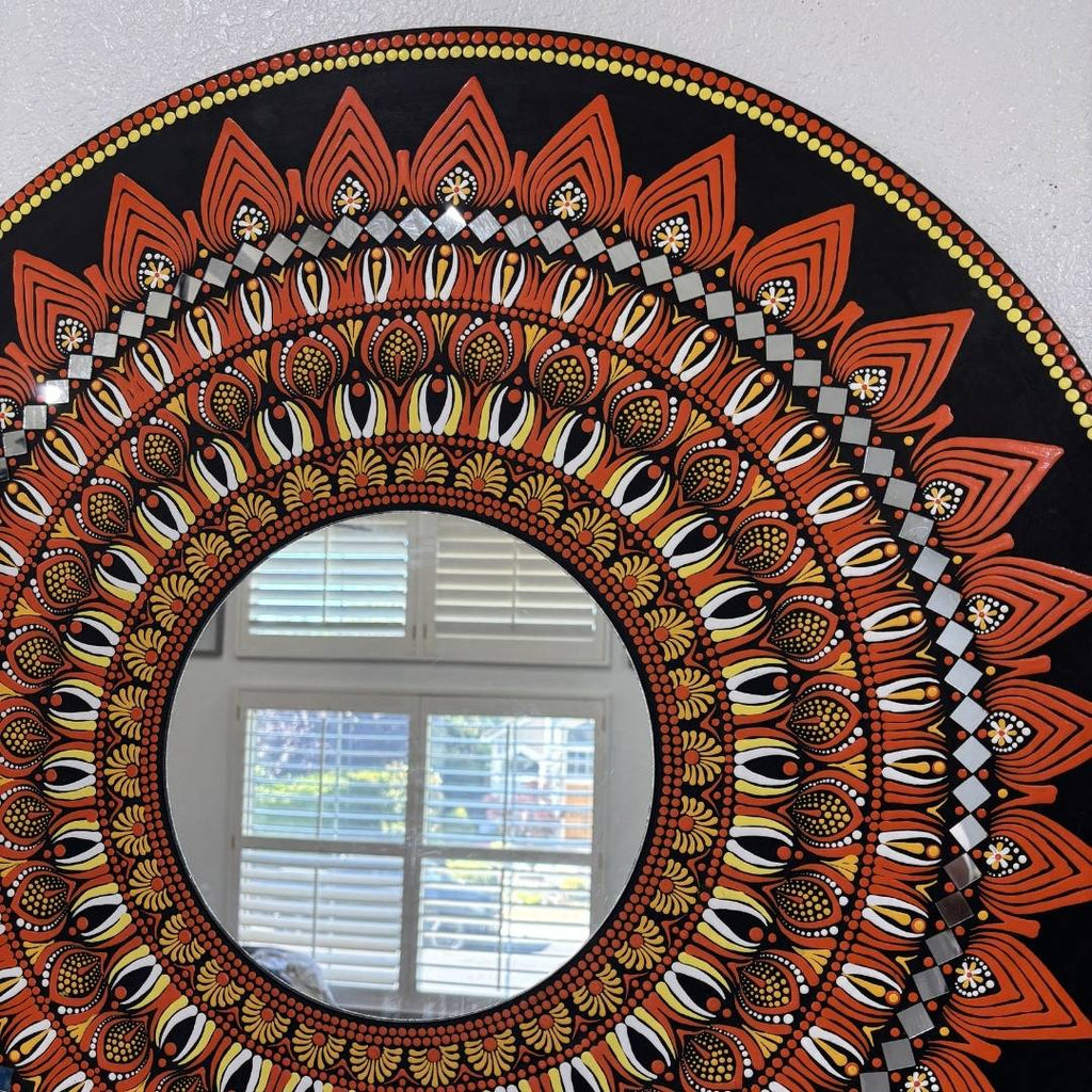 36-Inch Mandala Mirror Wall Art – California Poppy