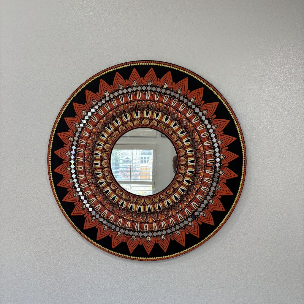 36-Inch Mandala Mirror Wall Art – California Poppy
