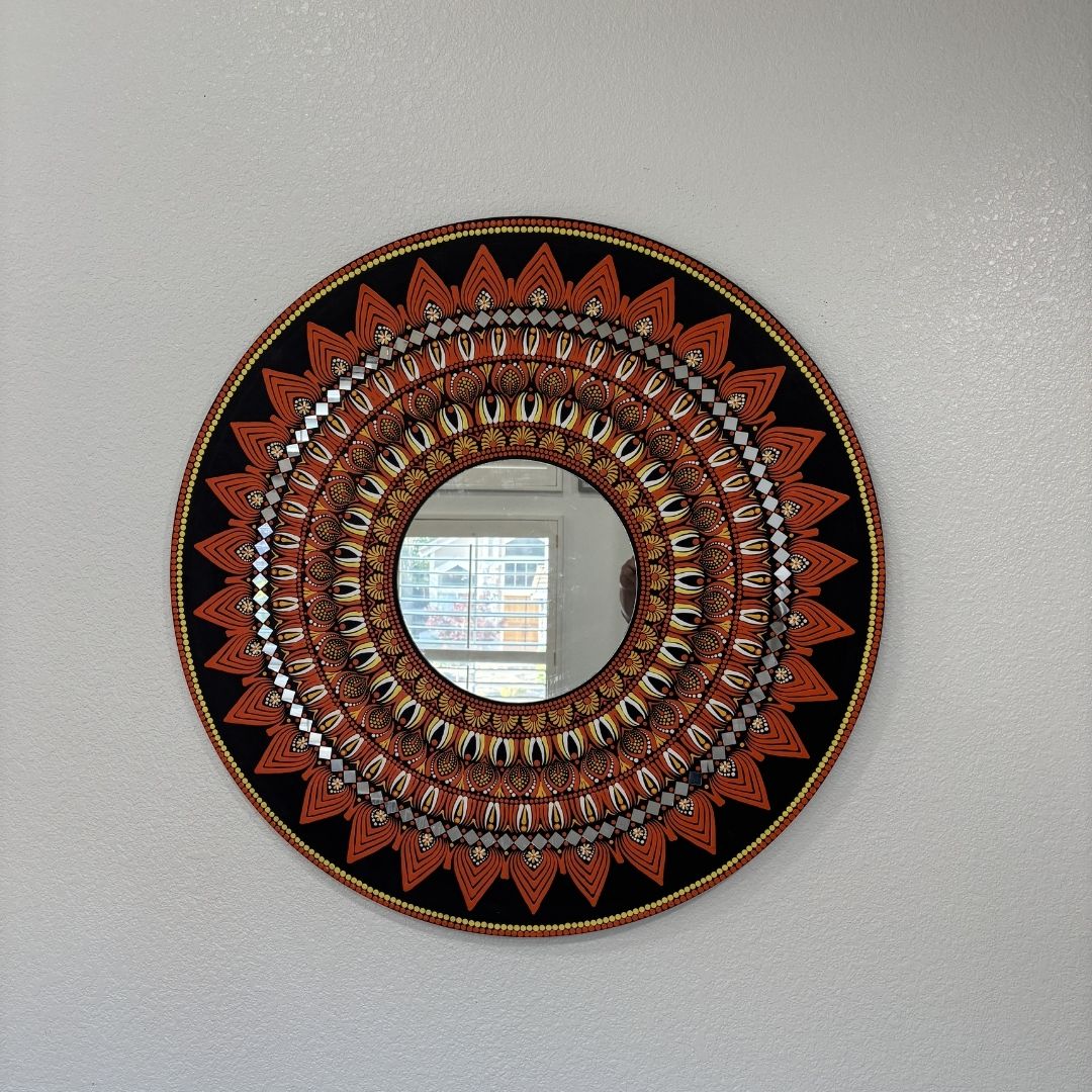 36-Inch Mandala Mirror Wall Art – California Poppy