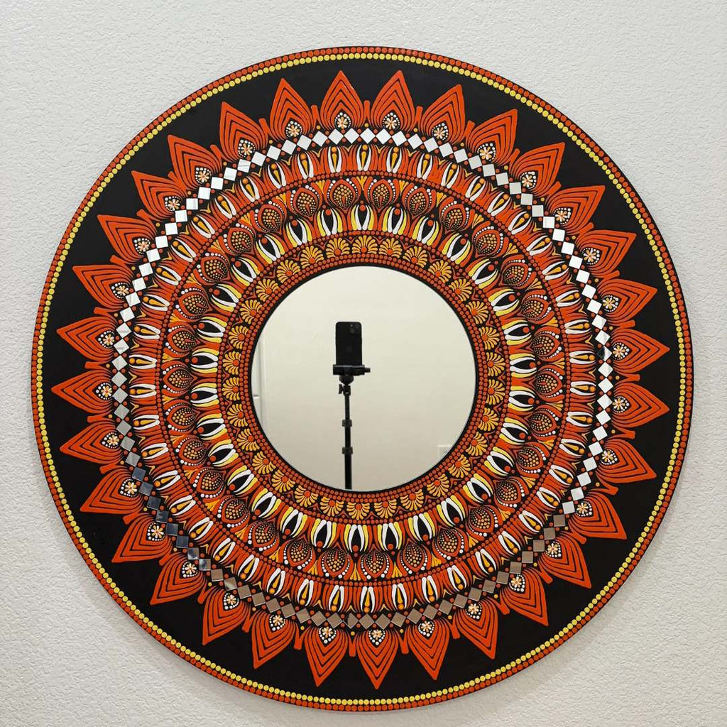 36-Inch Mandala Mirror Wall Art – California Poppy