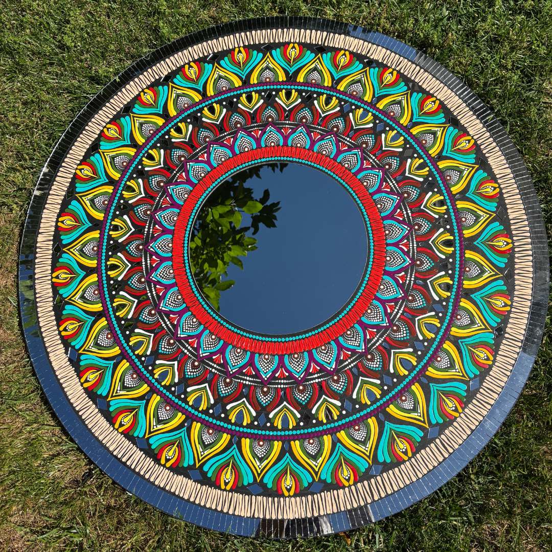 36-Inch Mandala Mirror Wall Art – Peacock