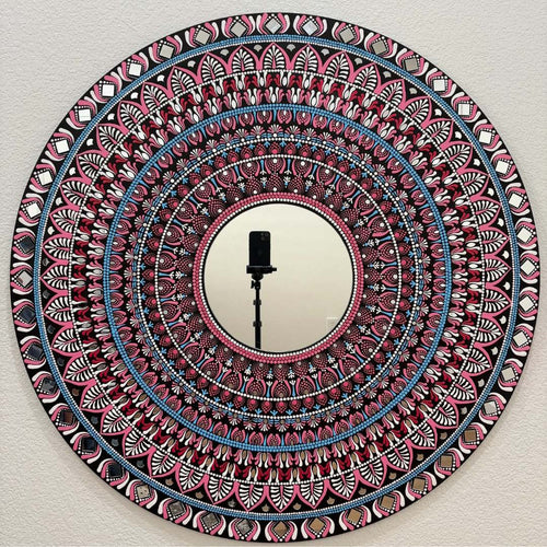36-Inch Mandala Mirror Wall Art – Hawa Mahal Pink